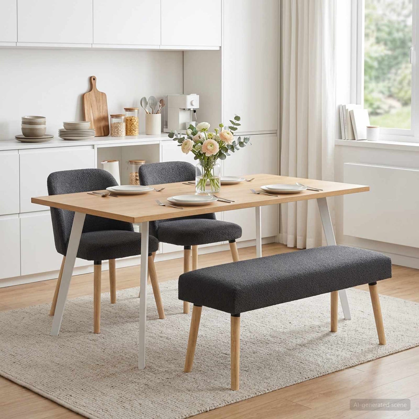 vidaXL παγκάκι Μονόχρωμο Σκούρο Γκρι 110 x 40 x 46 cm Μπουκλέ