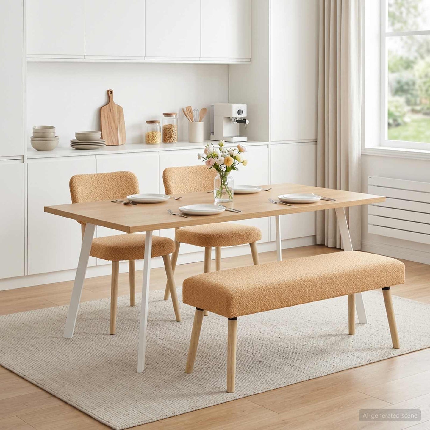 vidaXL παγκάκι Μονόχρωμο Μπεζ 110 x 40 x 46 cm Μπουκλέ