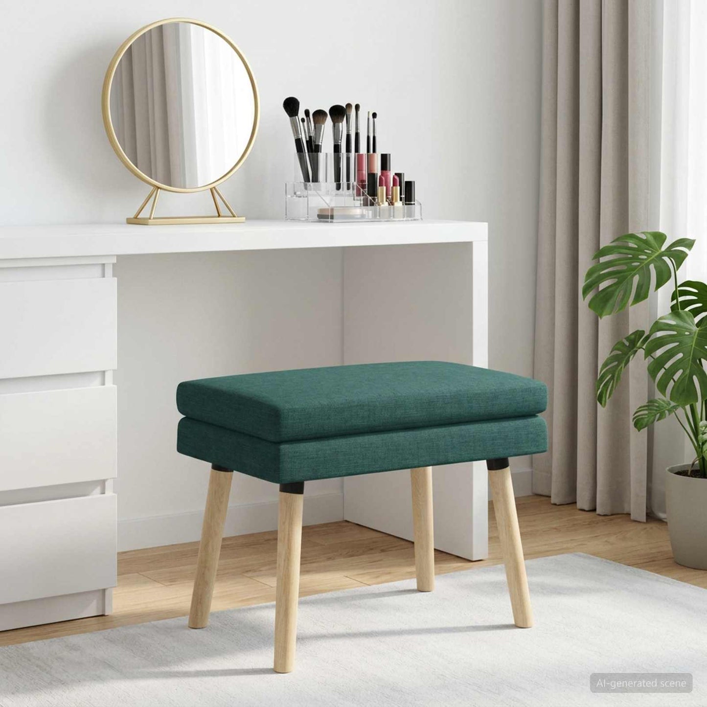 vidaXL Διπλή Επίστρωση Πάγκος Σκούρο Πράσινο 60 x 40 x 46 εκ. Ύφασμα
