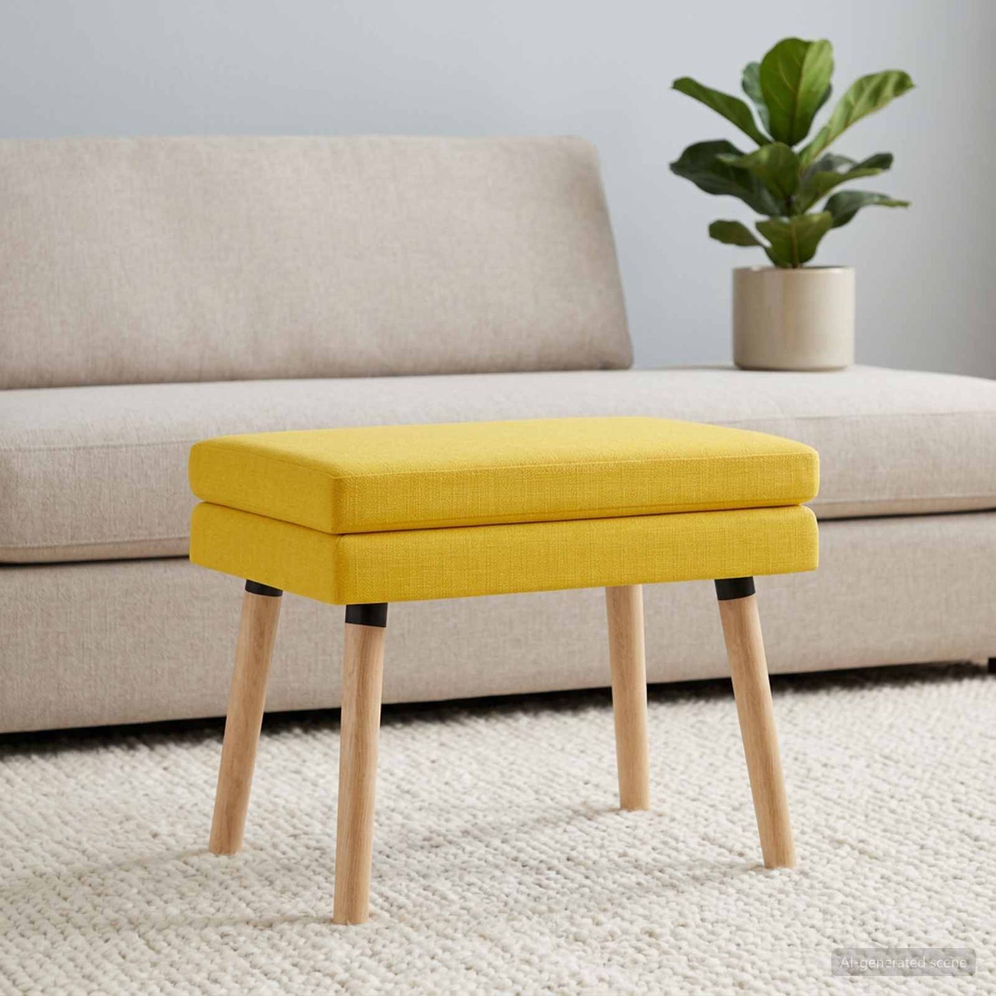 vidaXL Διπλή Επίστρωση Πάγκος Απαλό Κίτρινο 60 x 40 x 46 εκ. Ύφασμα
