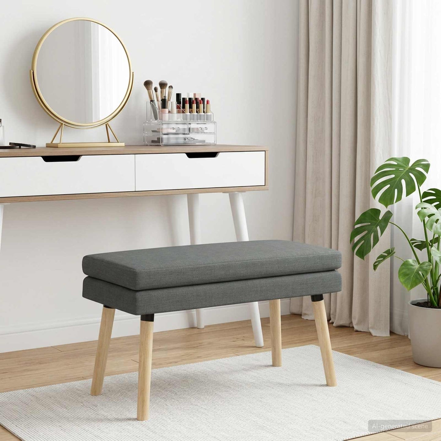 vidaXL Διπλή Επίστρωση Πάγκος Σκούρο Γκρι 80 x 40 x 47 εκ. Ύφασμα