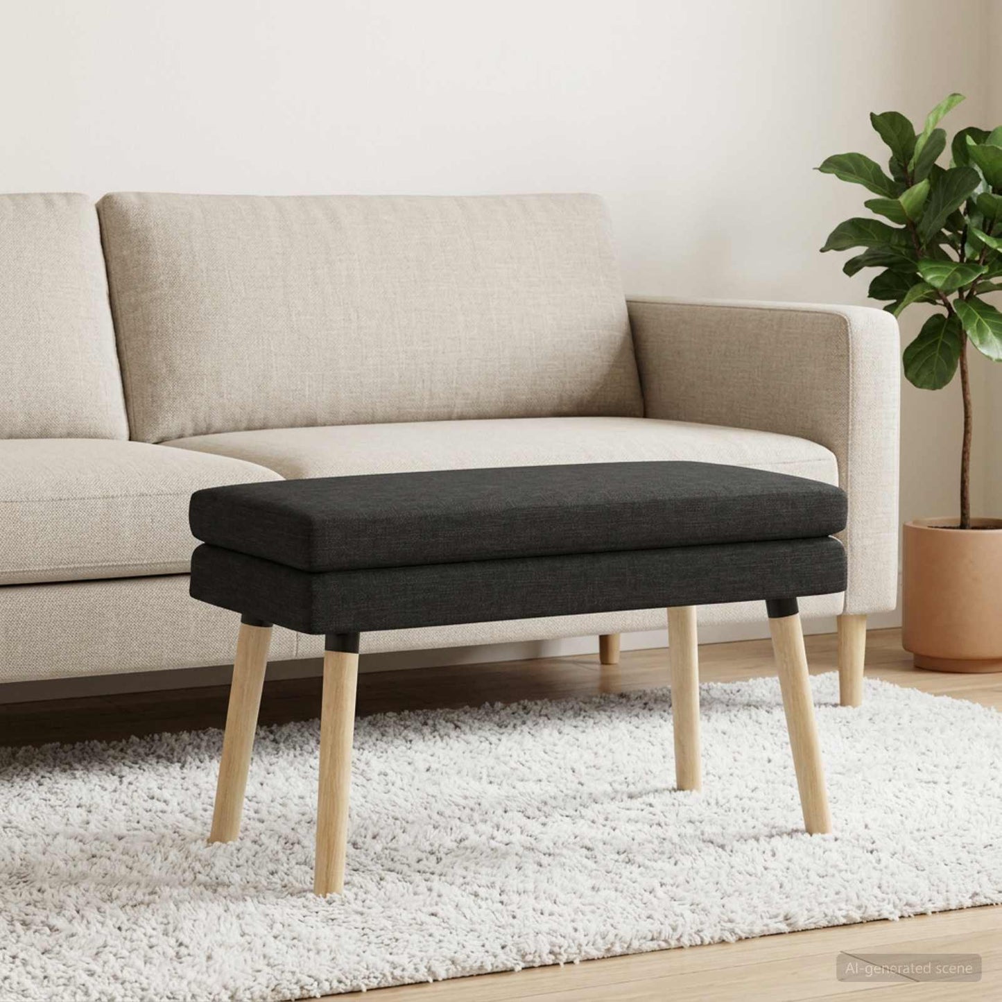 vidaXL Διπλή Επίστρωση Πάγκος Μαύρο 80 x 40 x 47 εκ. Ύφασμα