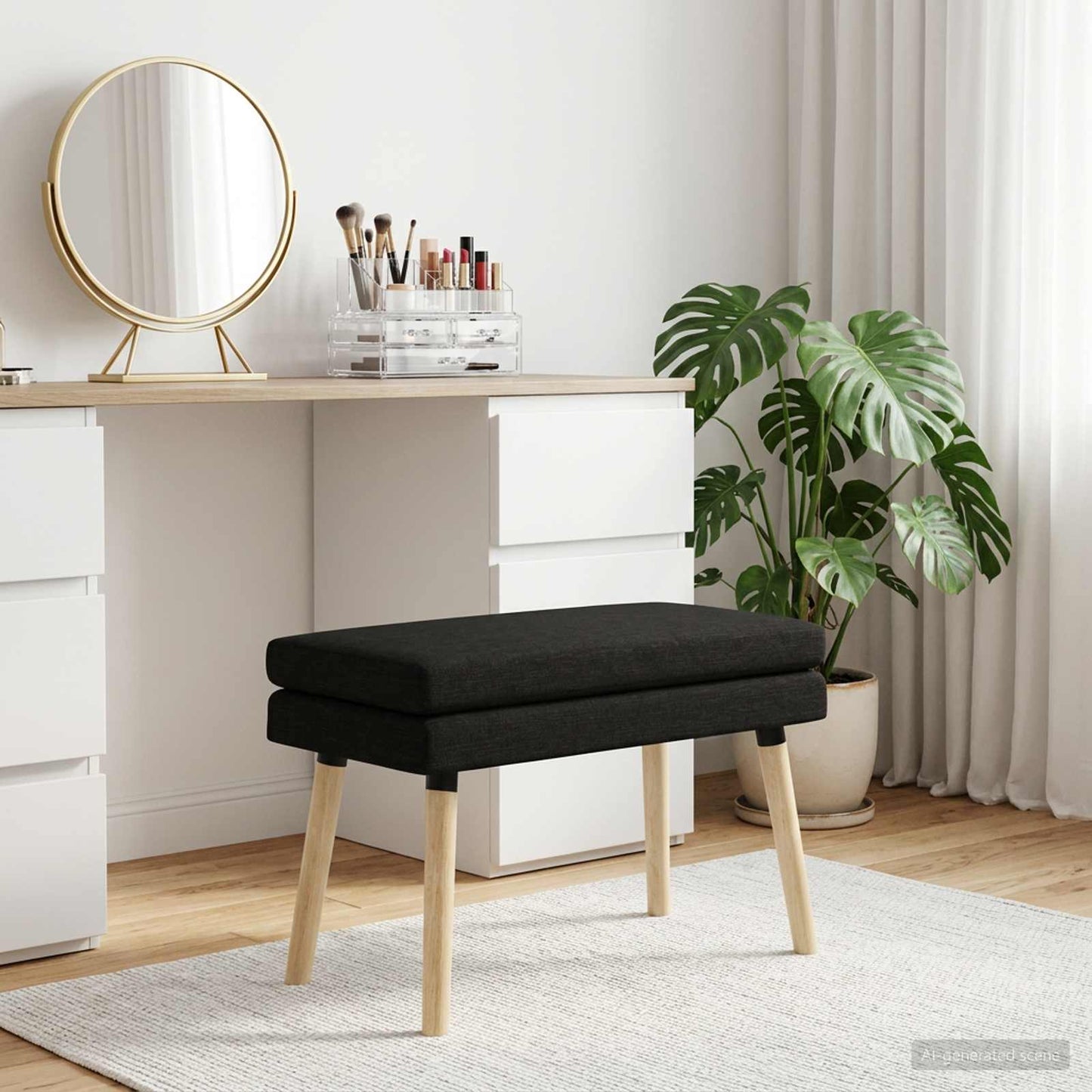 vidaXL Διπλή Επίστρωση Πάγκος Μαύρο 80 x 40 x 47 εκ. Ύφασμα