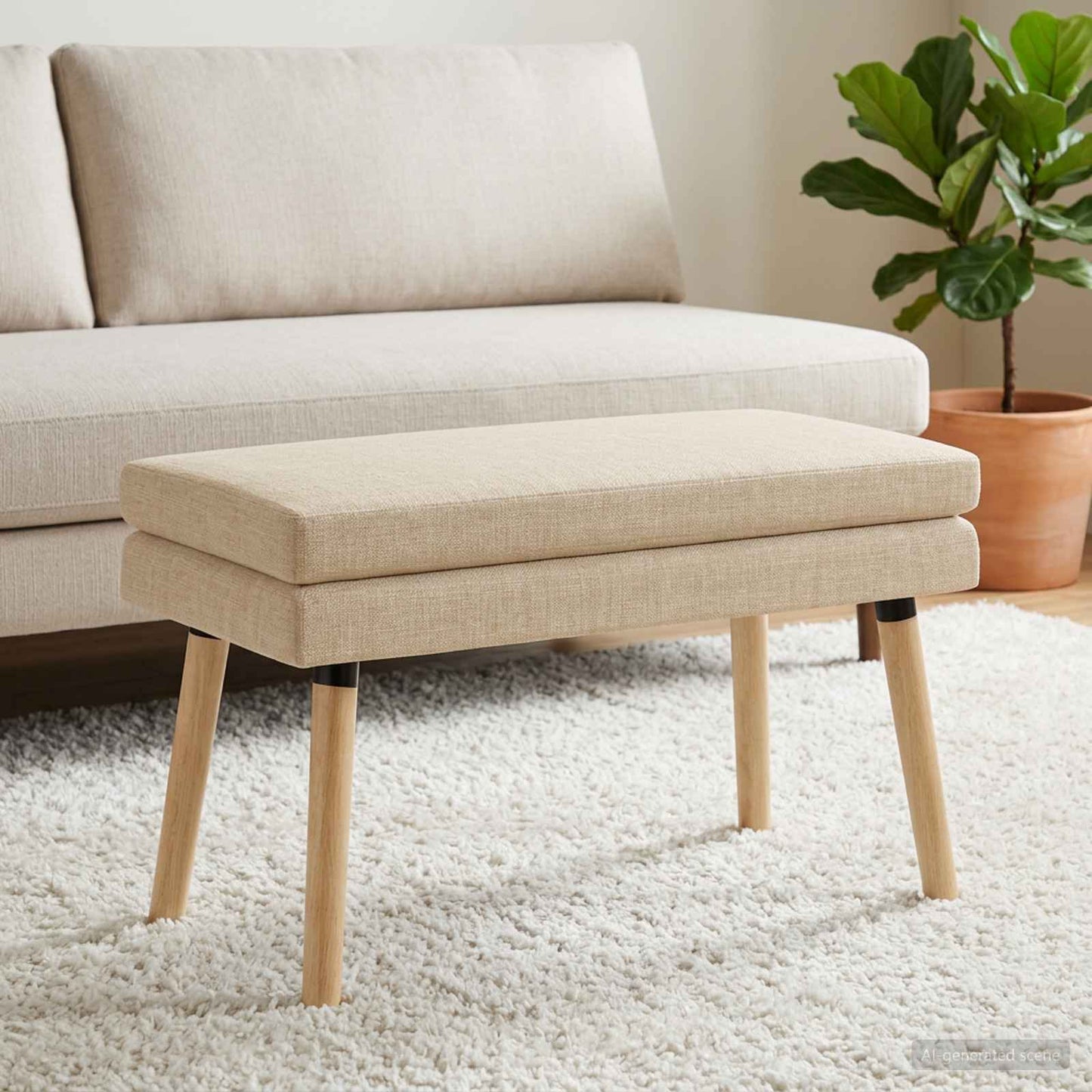 vidaXL Διπλή Επίστρωση Πάγκος Κρεμ 80 x 40 x 47 εκ. Ύφασμα
