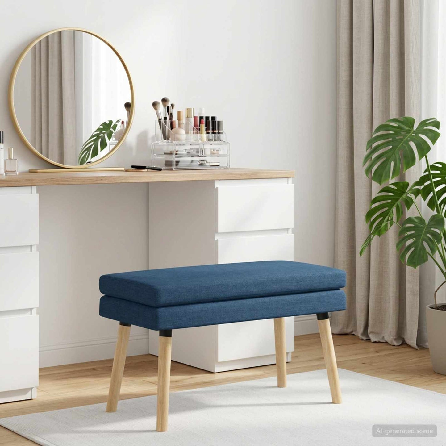 vidaXL Διπλή Επίστρωση Πάγκος Μπλε 80 x 40 x 47 εκ. Ύφασμα