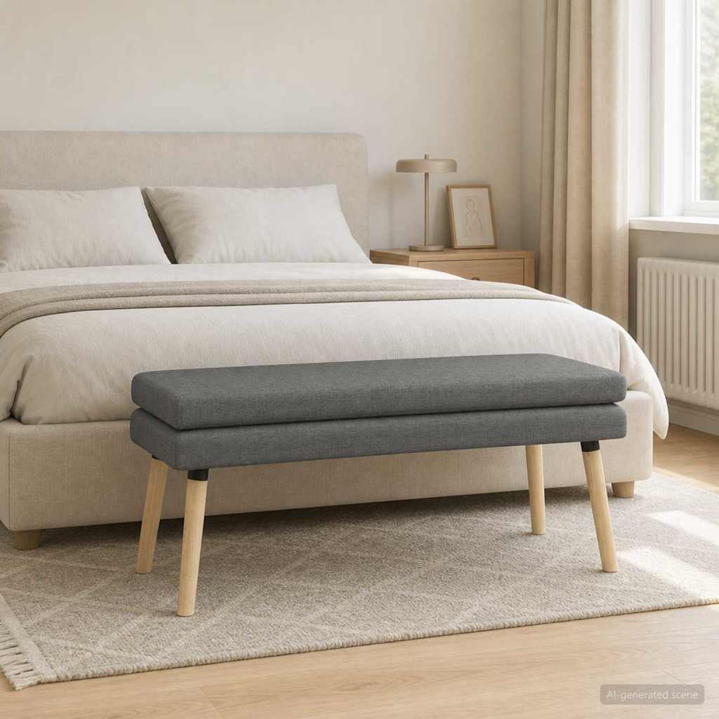 vidaXL Διπλή Επίστρωση Πάγκος Σκούρο Γκρι 110 x 40 x 47 εκ. Ύφασμα