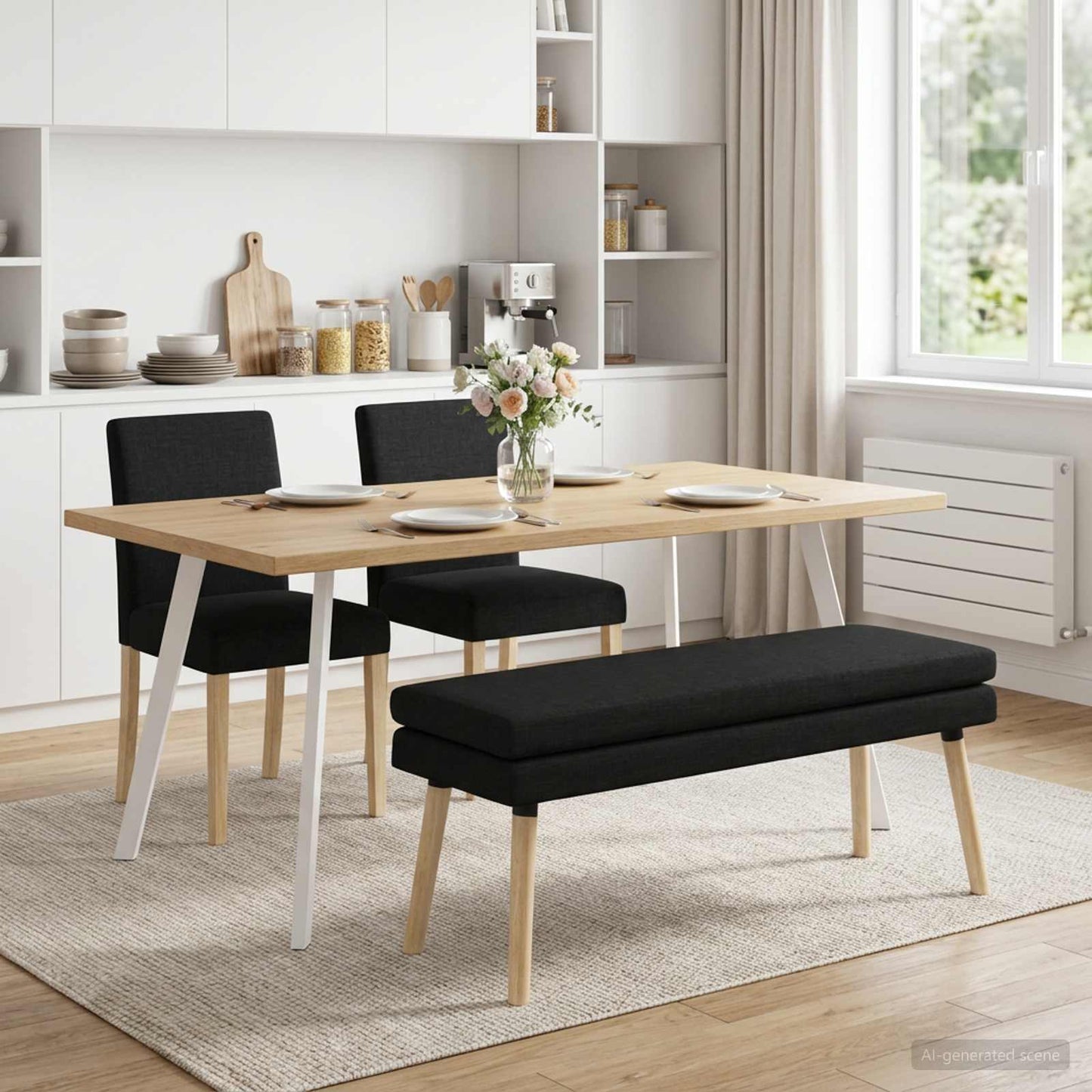 vidaXL Διπλή Επίστρωση Πάγκος Μαύρο 110 x 40 x 47 εκ. Ύφασμα