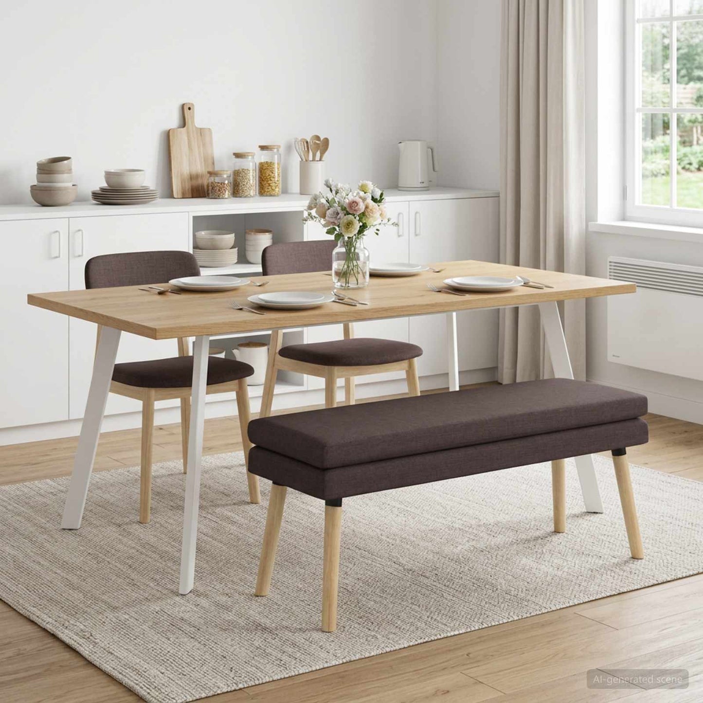 vidaXL Διπλή Επίστρωση Πάγκος Σκούρο Καφέ 110 x 40 x 47 εκ. Ύφασμα