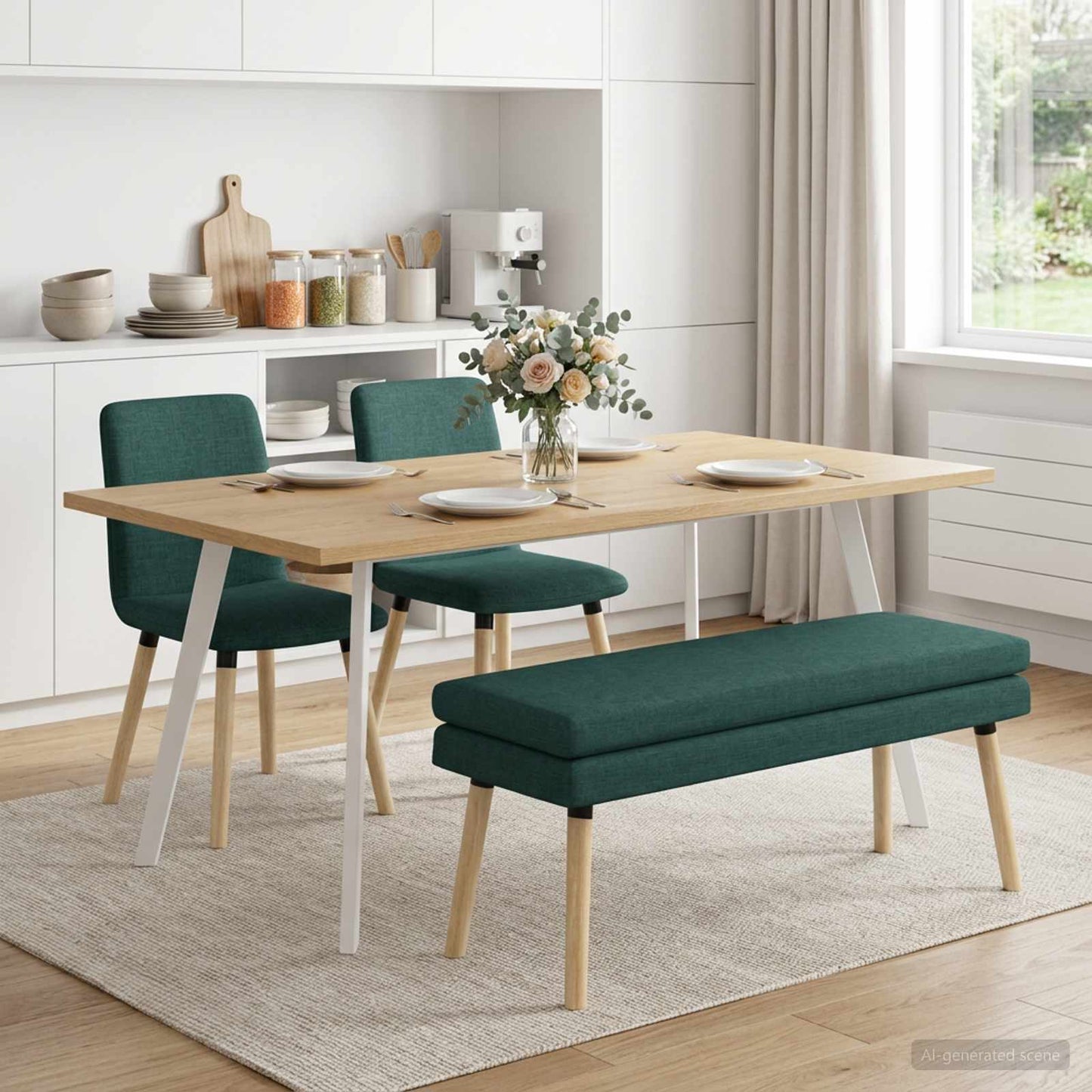 vidaXL Διπλή Επίστρωση Πάγκος Σκούρο Πράσινο 110 x 40 x 47 εκ. Ύφασμα