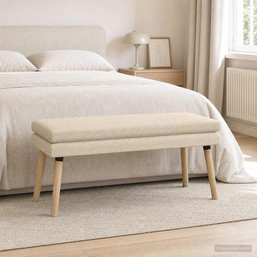 vidaXL Διπλή Επίστρωση Πάγκος Κρεμ 110 x 40 x 47 εκ. Ύφασμα