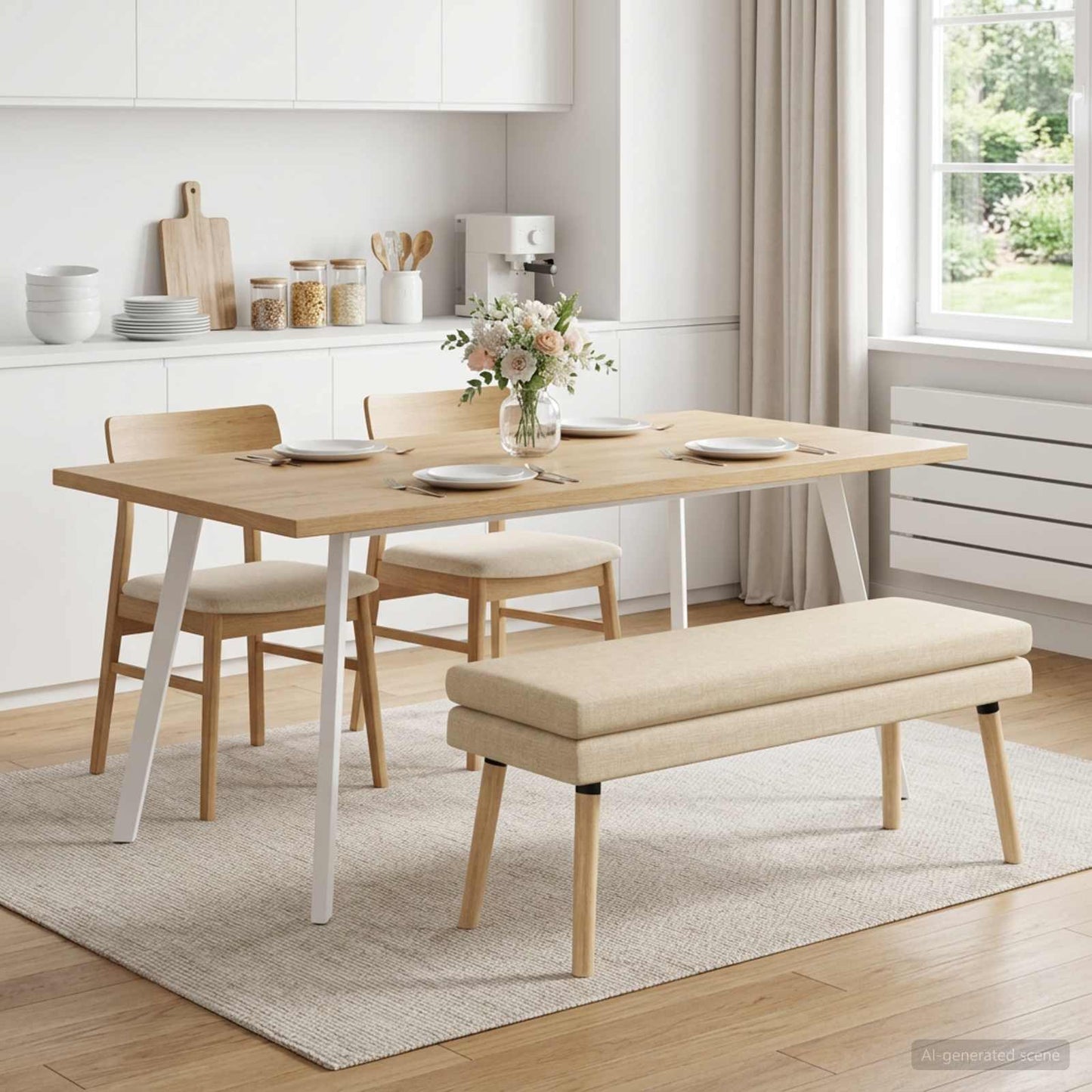 vidaXL Διπλή Επίστρωση Πάγκος Κρεμ 110 x 40 x 47 εκ. Ύφασμα