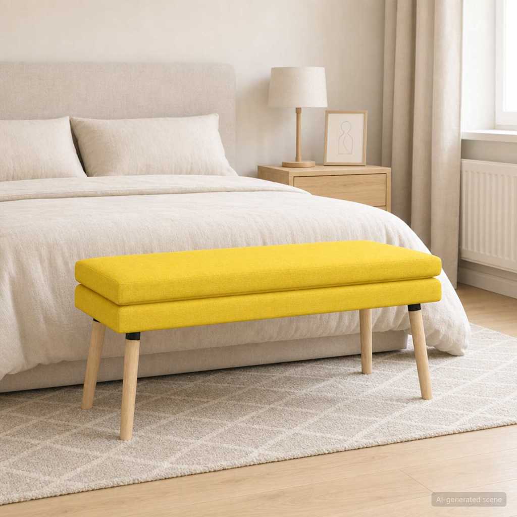 vidaXL Διπλή Επίστρωση Πάγκος Απαλό Κίτρινο 110 x 40 x 47 εκ. Ύφασμα