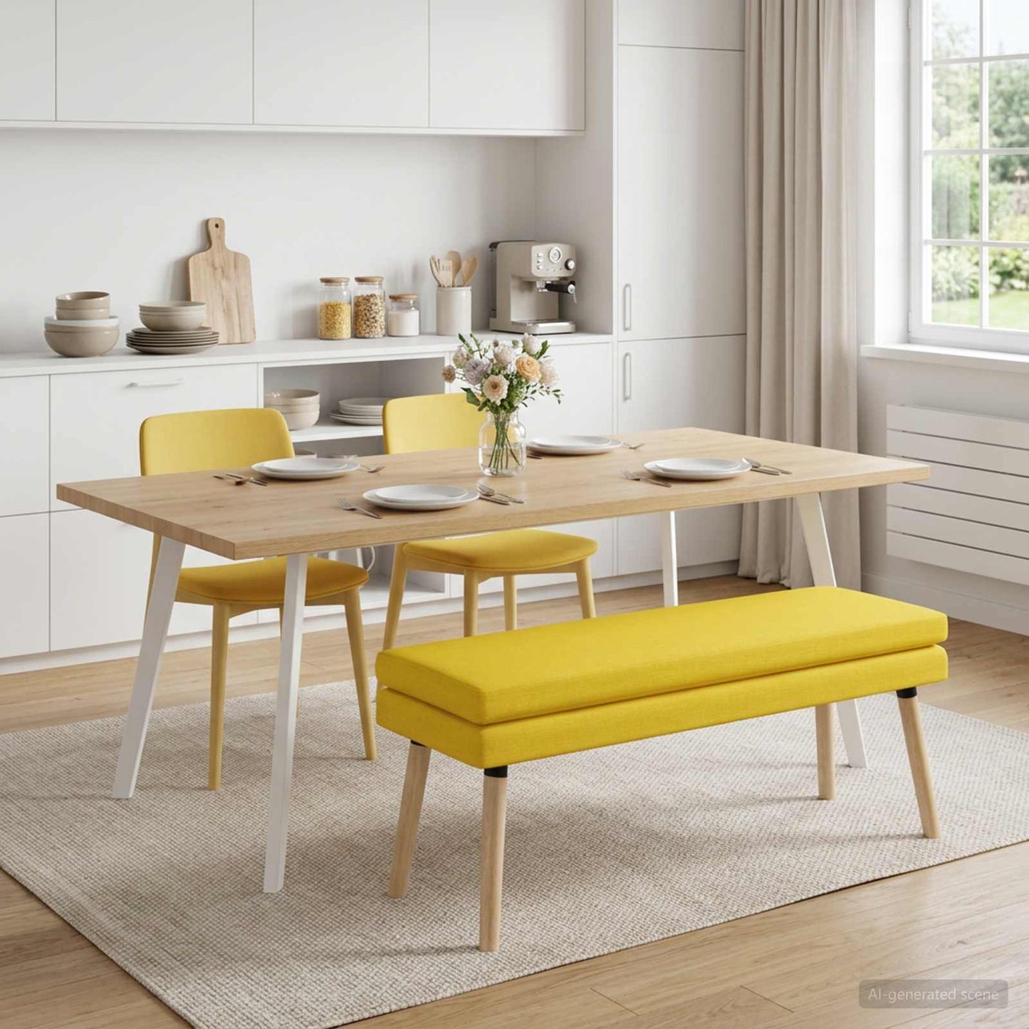vidaXL Διπλή Επίστρωση Πάγκος Απαλό Κίτρινο 110 x 40 x 47 εκ. Ύφασμα