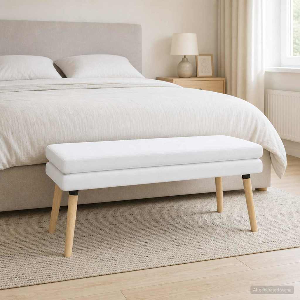 vidaXL Διπλή Επίστρωση Πάγκος Λευκό 110 x 40 x 47 εκ. Ύφασμα