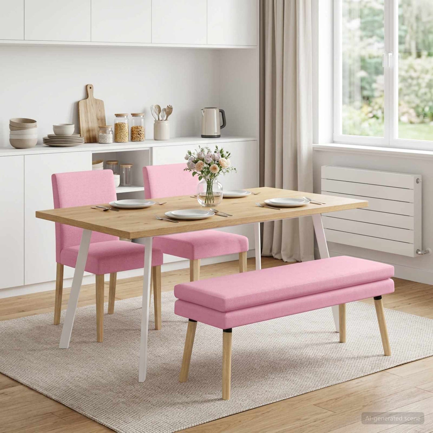 vidaXL Διπλή Επίστρωση Πάγκος Ροζ 110 x 40 x 47 εκ. Ύφασμα