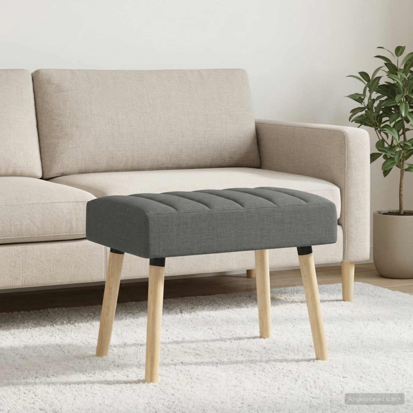vidaXL Πάγκος με Καναλεύματα Σκούρο Γκρι 60 x 40 x 45 εκ. Ύφασμα