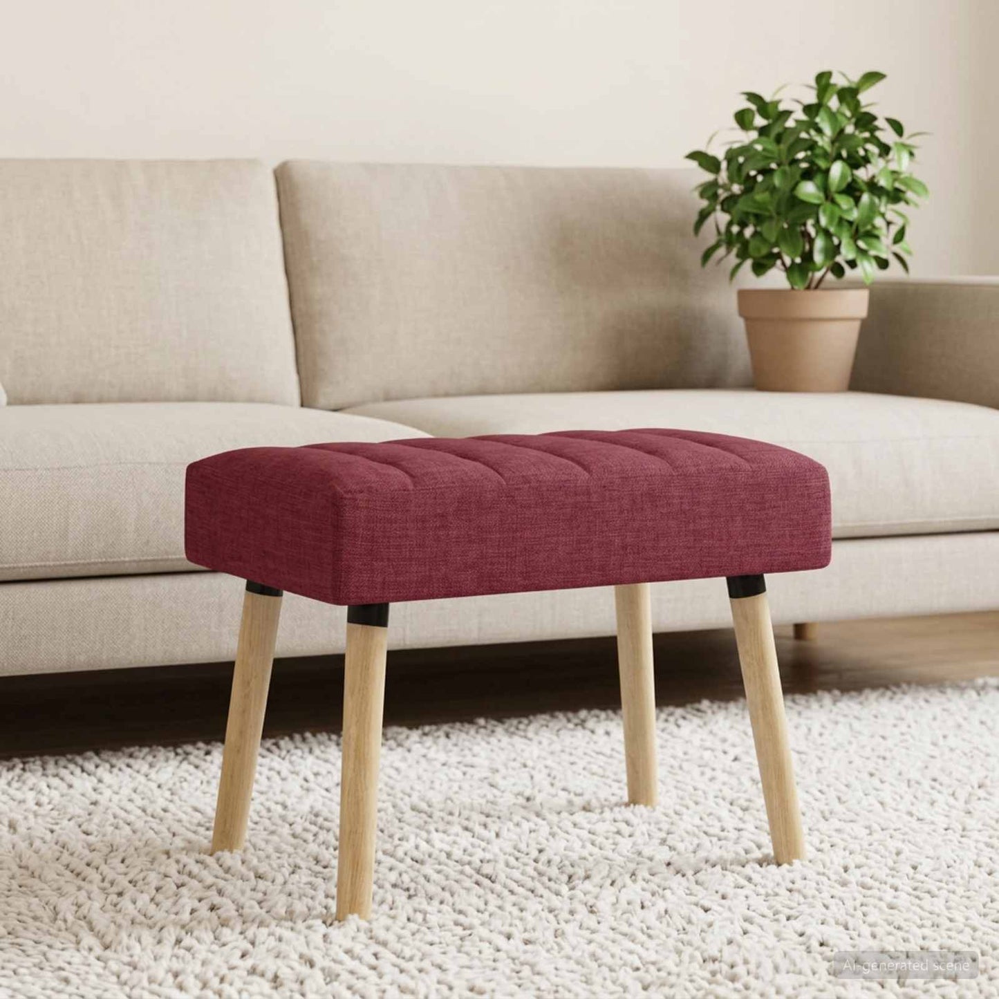 vidaXL Πάγκος με Καναλεύματα Κόκκινο 60 x 40 x 45 εκ. Ύφασμα