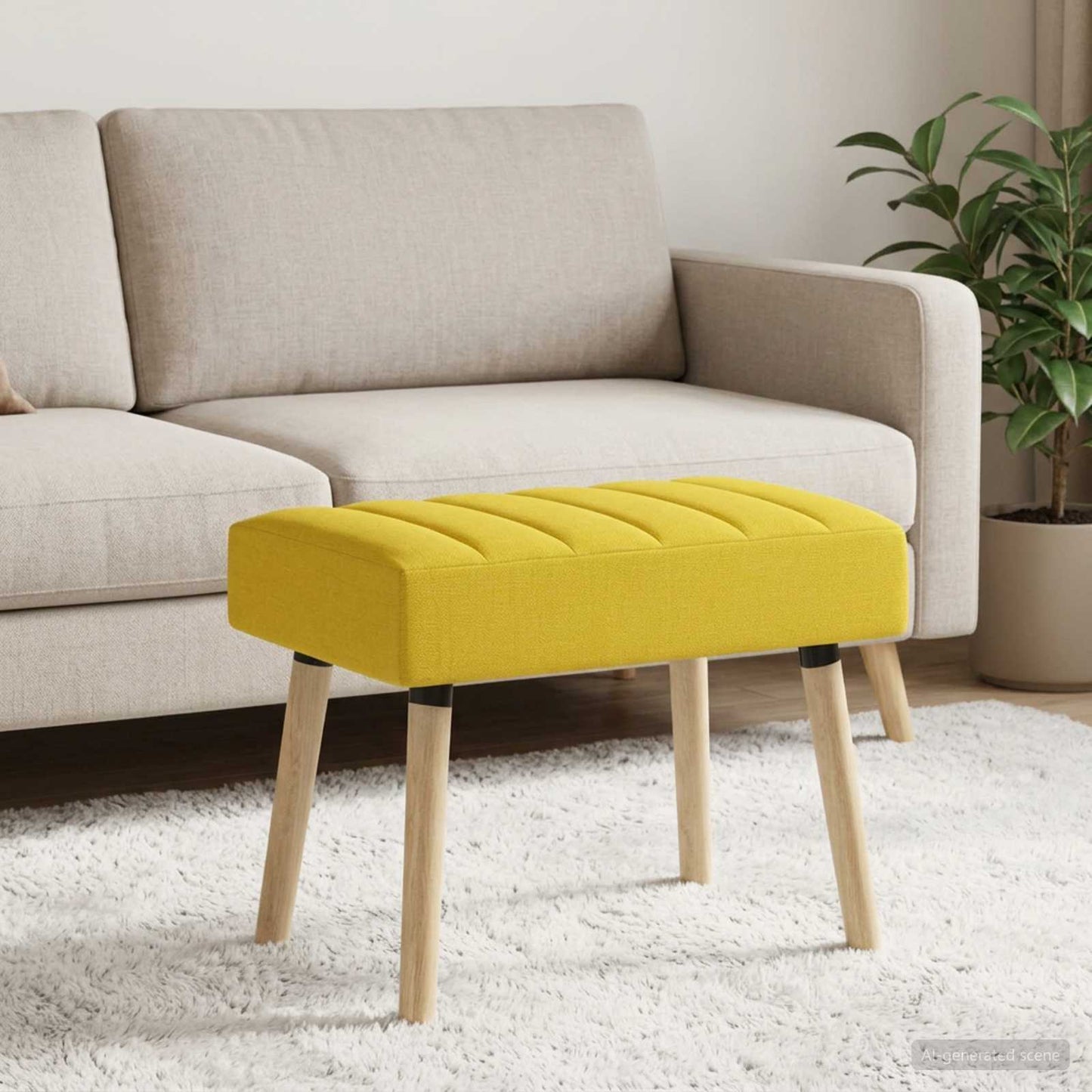 vidaXL Πάγκος με Καναλεύματα Απαλό Κίτρινο 60 x 40 x 45 εκ. Ύφασμα