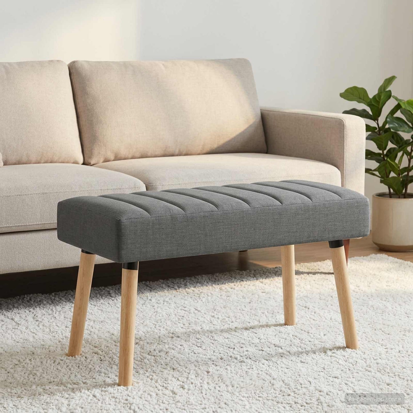 vidaXL Πάγκος με Καναλεύματα Σκούρο Γκρι 80 x 40 x 46 εκ. Ύφασμα