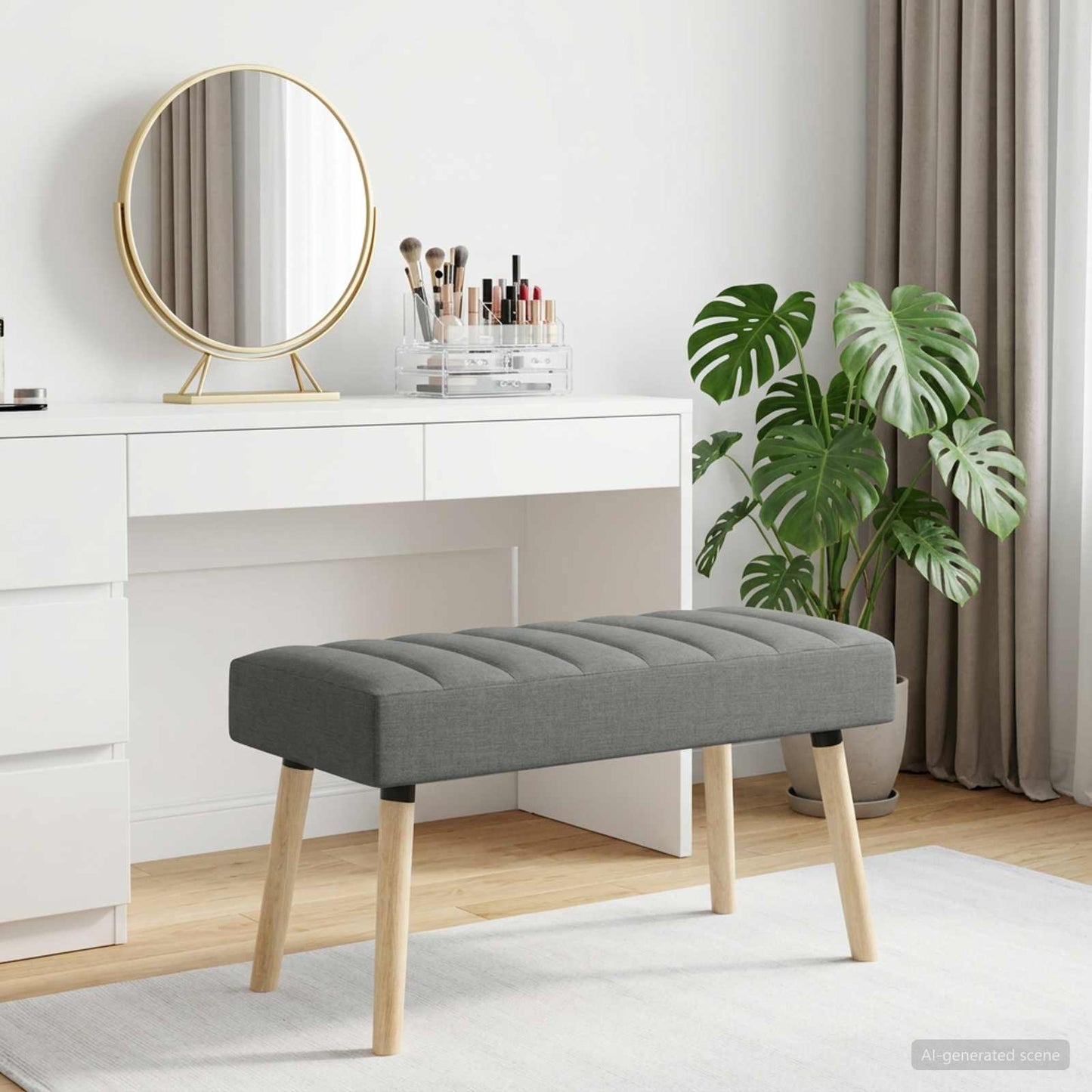 vidaXL Πάγκος με Καναλεύματα Σκούρο Γκρι 80 x 40 x 46 εκ. Ύφασμα