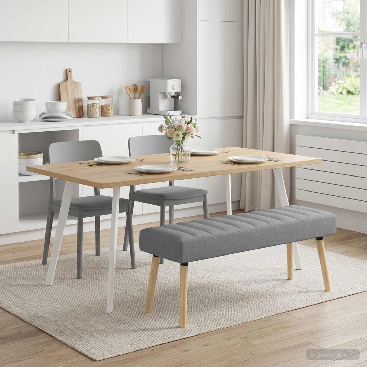 vidaXL Πάγκος με Καναλεύματα Ανοιχτό γκρι 110 x 40 x 46 cm Ύφασμα