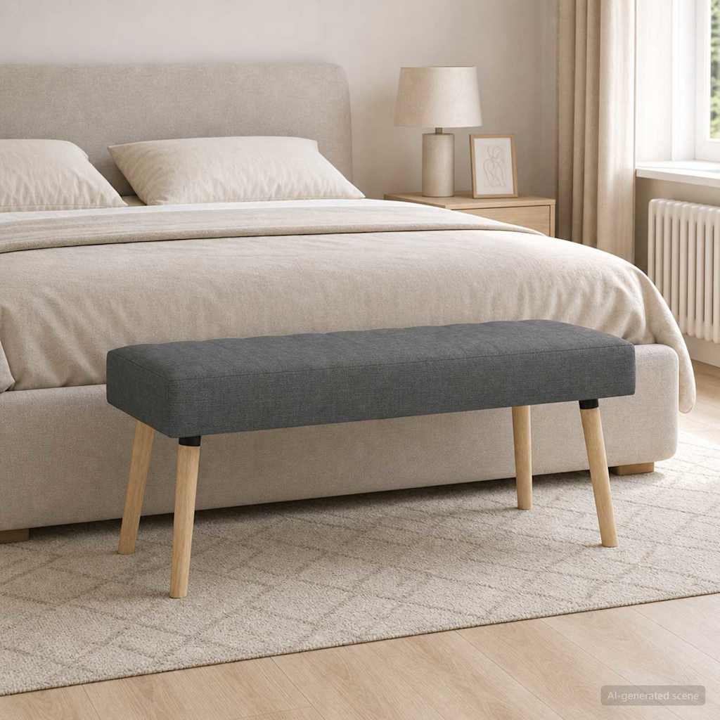 vidaXL Πάγκος με Καναλεύματα Σκούρο Γκρι 110 x 40 x 46 cm Ύφασμα