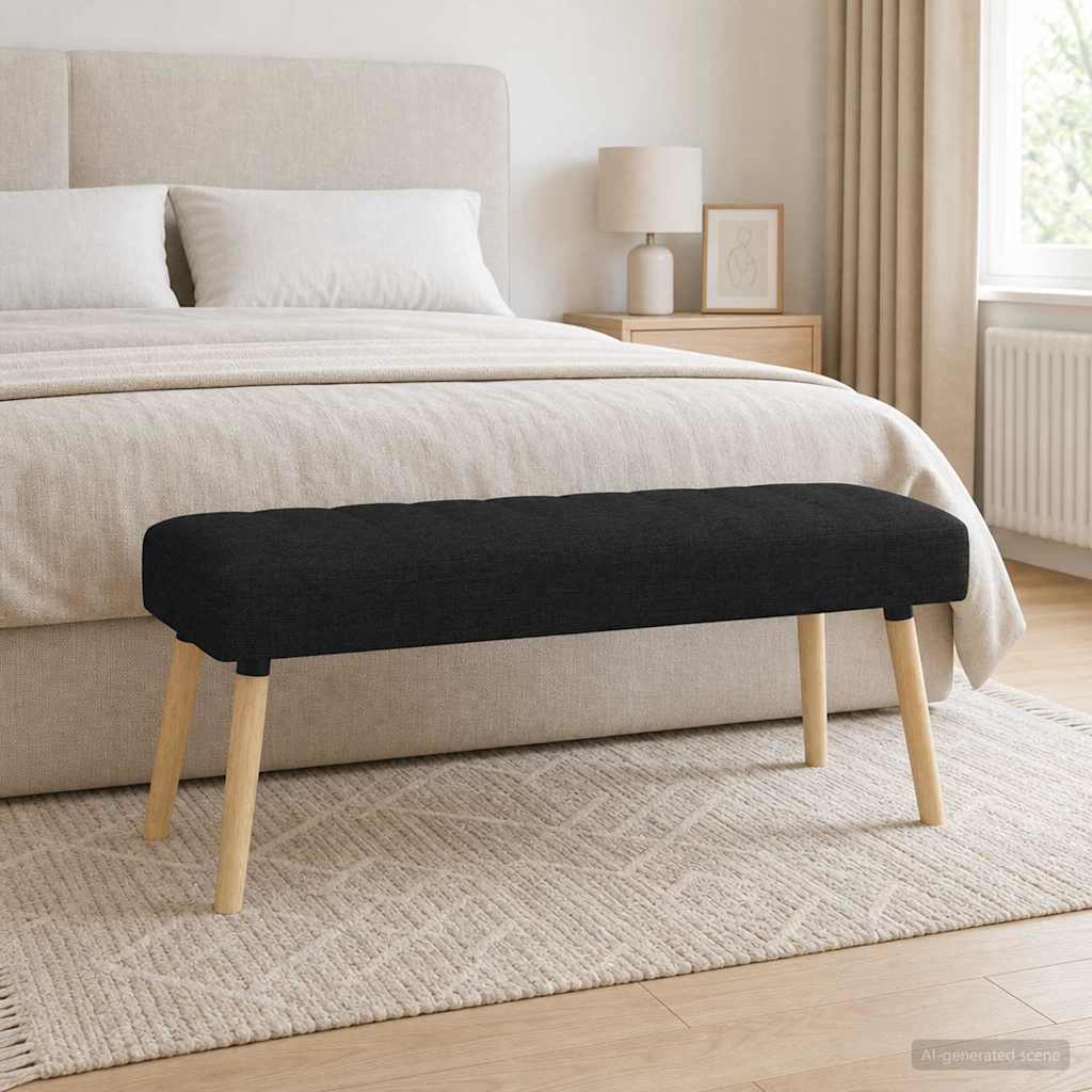 vidaXL Πάγκος με Καναλεύματα Μαύρο 110 x 40 x 46 cm Ύφασμα