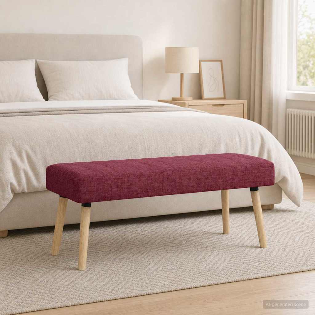 vidaXL Πάγκος με Καναλεύματα Κόκκινο 110 x 40 x 46 cm Ύφασμα