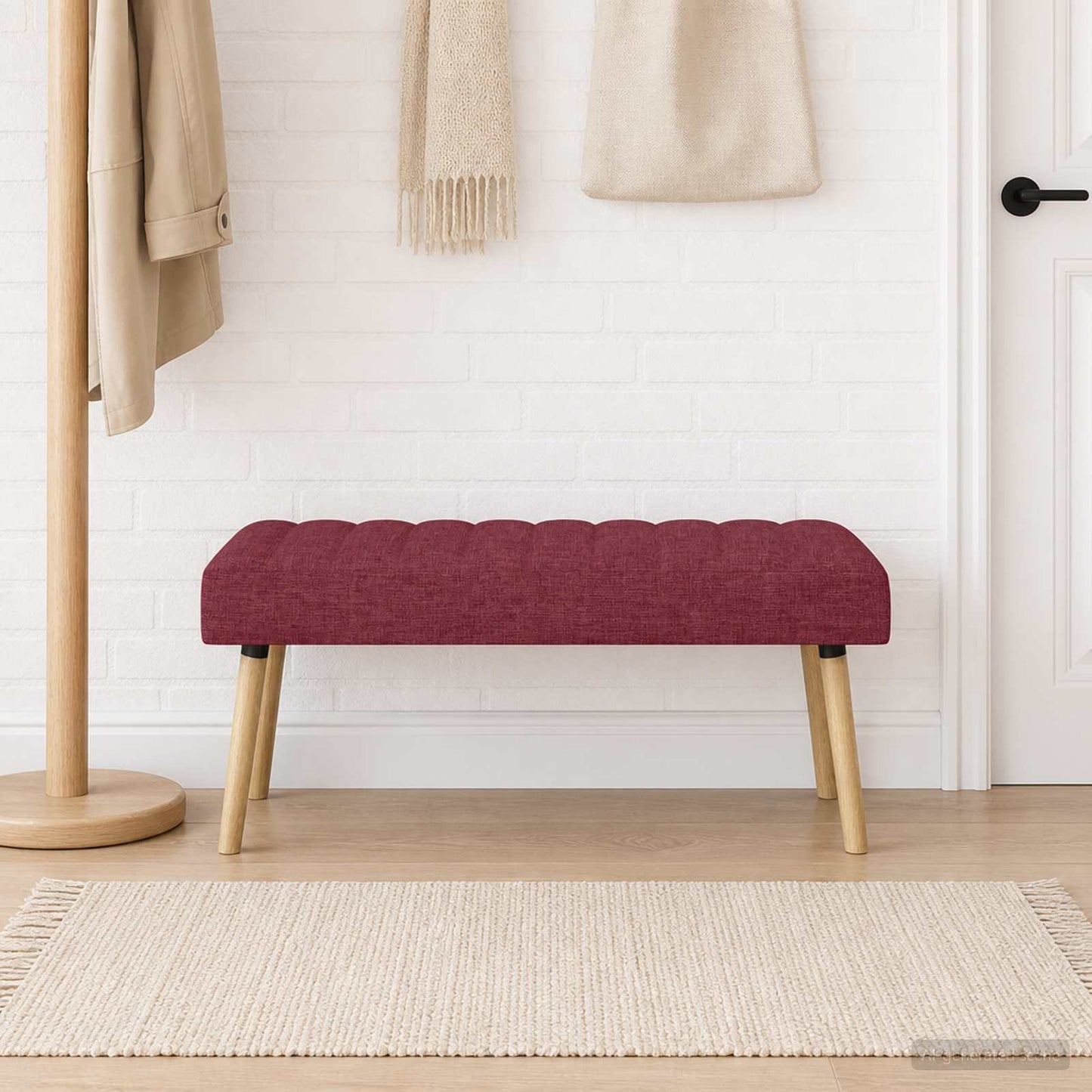 vidaXL Πάγκος με Καναλεύματα Κόκκινο 110 x 40 x 46 cm Ύφασμα