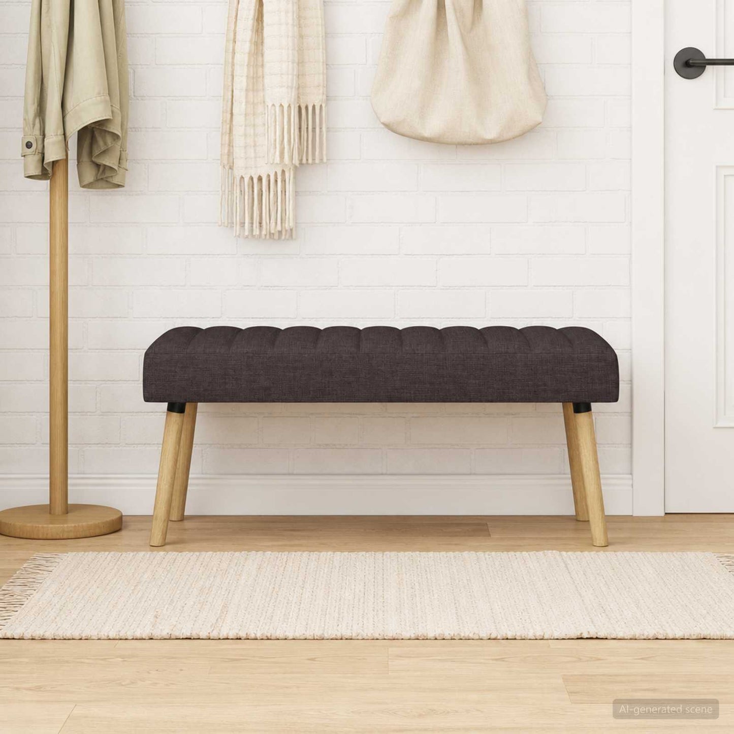 vidaXL Πάγκος με Καναλεύματα Σκούρο Καφέ 110 x 40 x 46 cm Ύφασμα