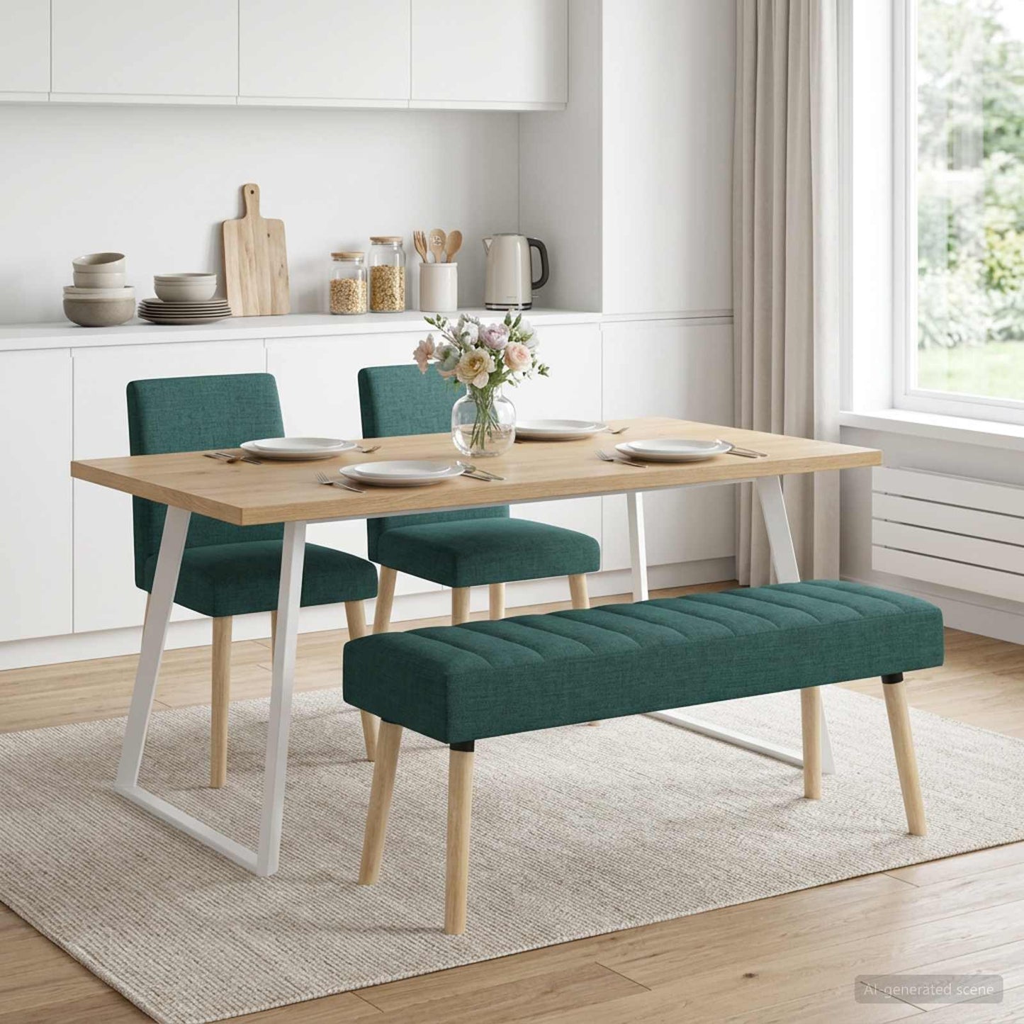 vidaXL Πάγκος με Καναλεύματα Σκούρο Πράσινο 110 x 40 x 46 cm Ύφασμα