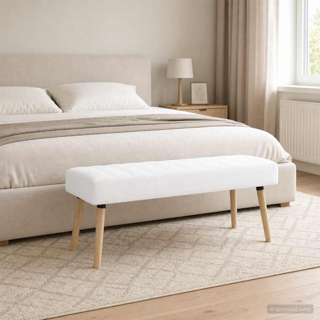 vidaXL Πάγκος με Καναλεύματα Λευκό 110 x 40 x 46 cm Ύφασμα