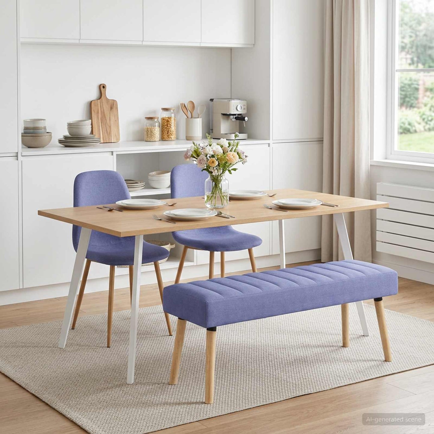 vidaXL Πάγκος με Καναλεύματα Μπλε τζην 110 x 40 x 46 cm Ύφασμα