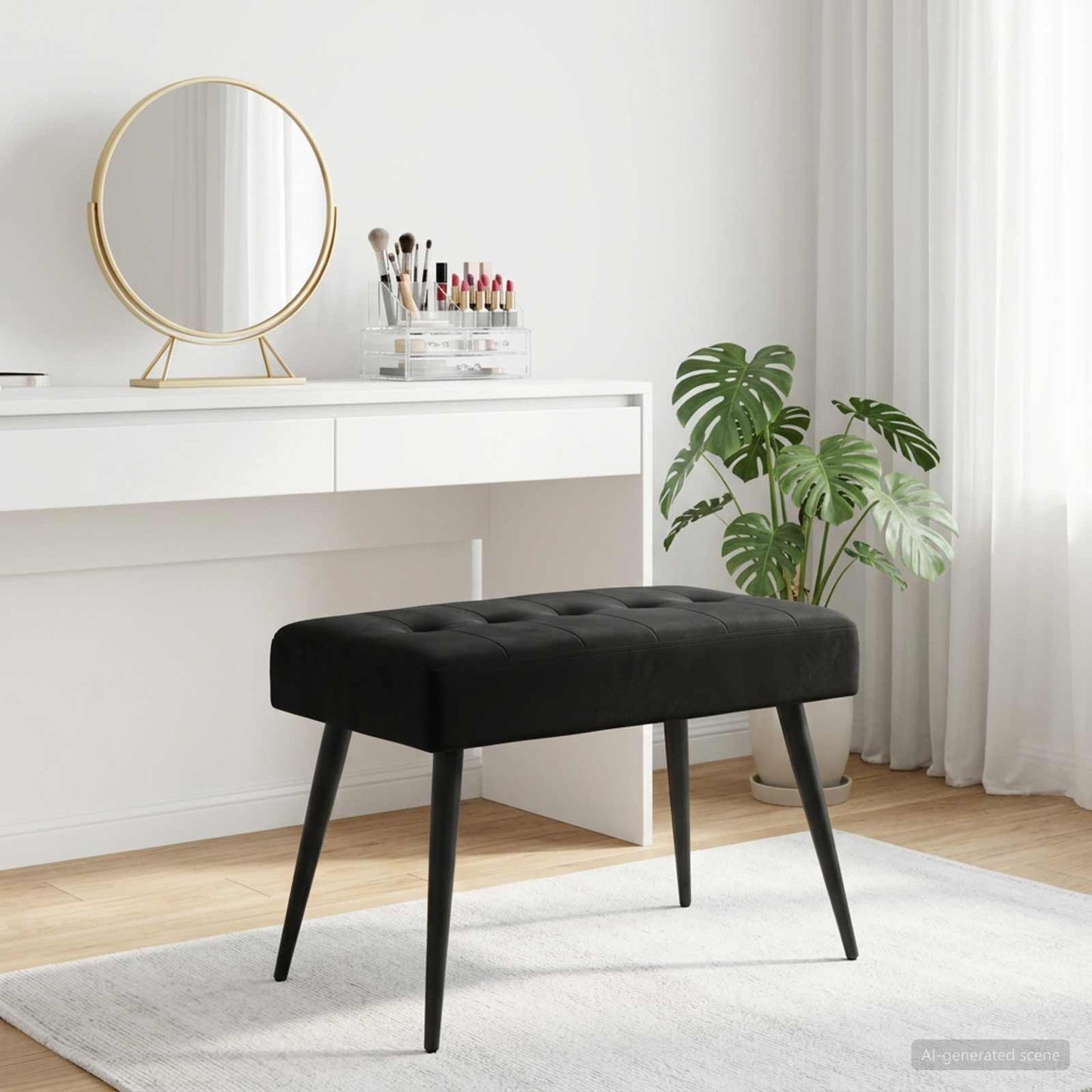 vidaXL Πάγκος με κουμπωτές επιφάνειες Μαύρο 60 x 40 x 45 εκ. Βελούδο