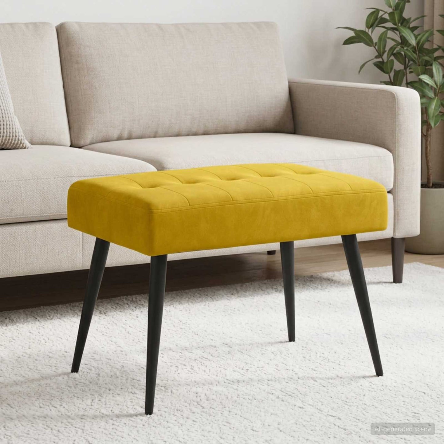vidaXL Πάγκος με κουμπωτές επιφάνειες Κίτρινο 60 x 40 x 45 εκ. Βελούδο