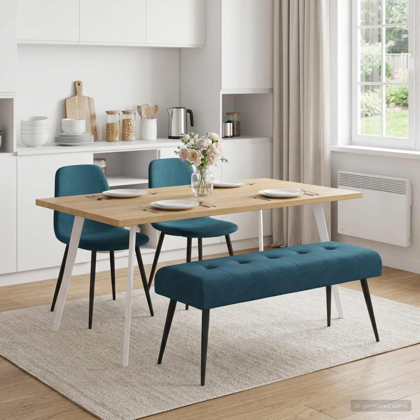 vidaXL Πάγκος με κουμπωτές επιφάνειες Μπλε 110 x 40 x 46 cm Βελούδο