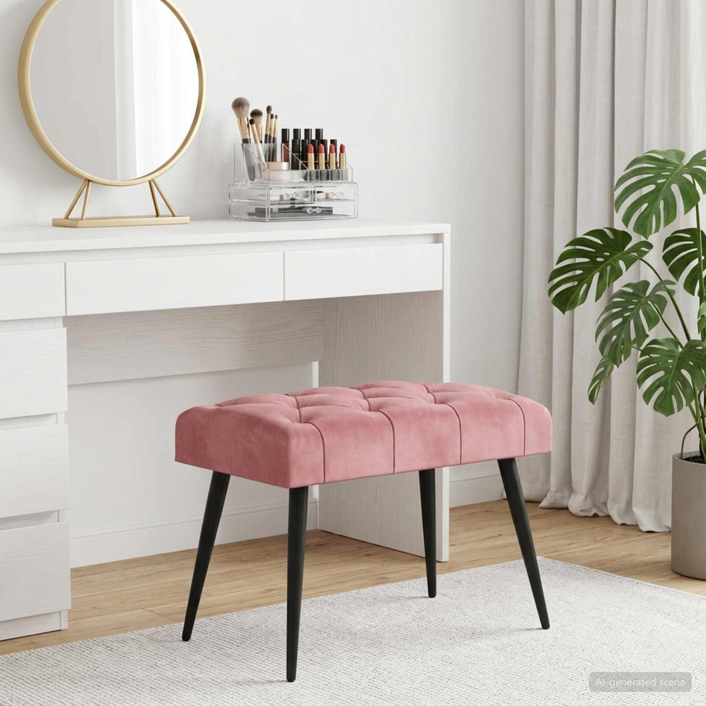 vidaXL Πάγκος με κουμπωτές επιφάνειες Ροζ 60 x 40 x 45 εκ. Βελούδο