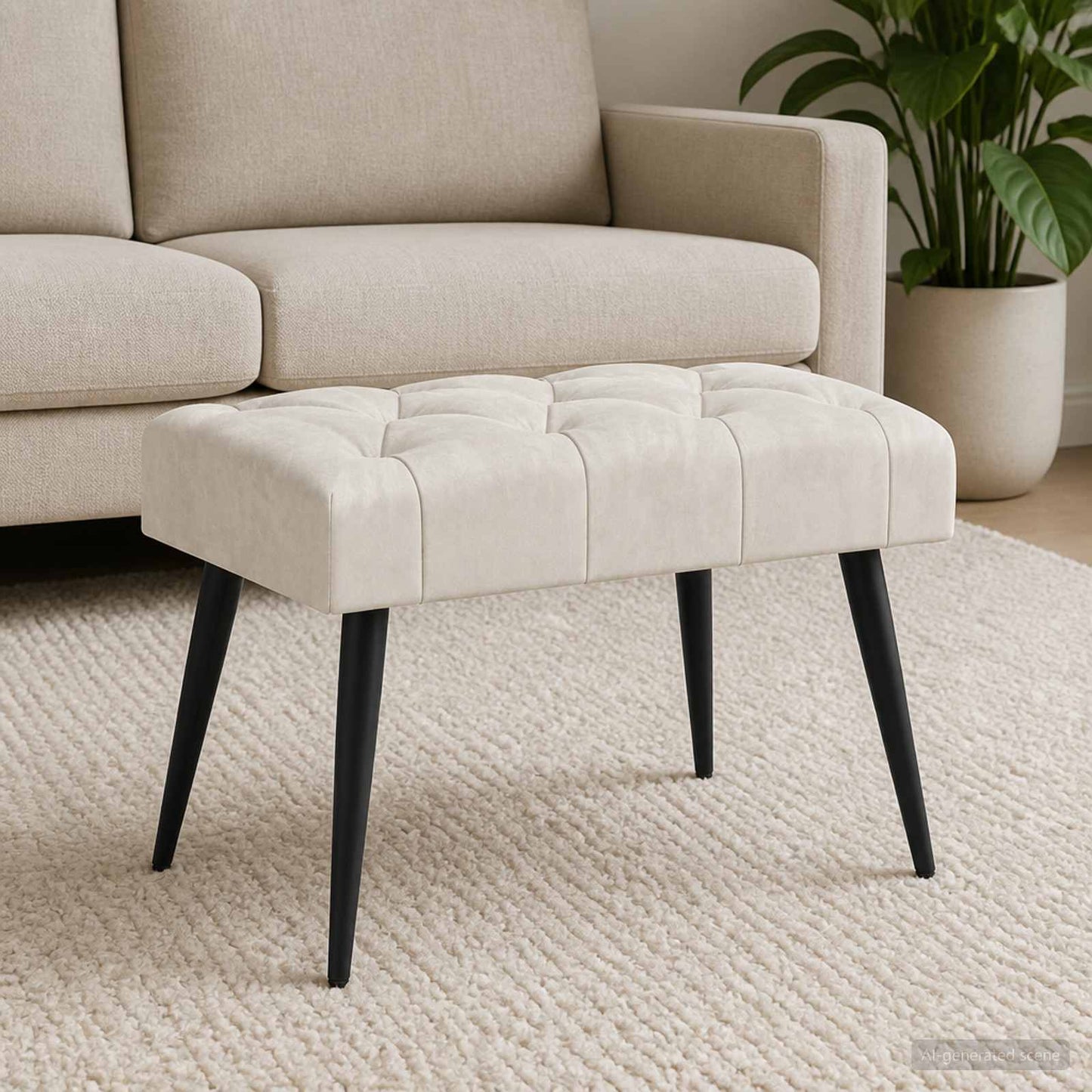 vidaXL Πάγκος με κουμπωτές επιφάνειες Κρεμ 60 x 40 x 45 εκ. Βελούδο