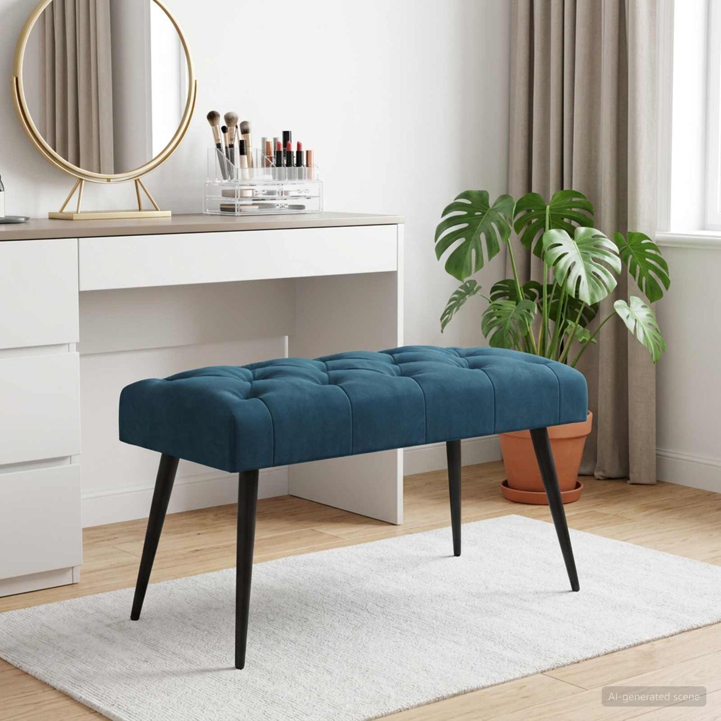 vidaXL Πάγκος με κουμπωτές επιφάνειες Μπλε 80 x 40 x 46 εκ. Βελούδο