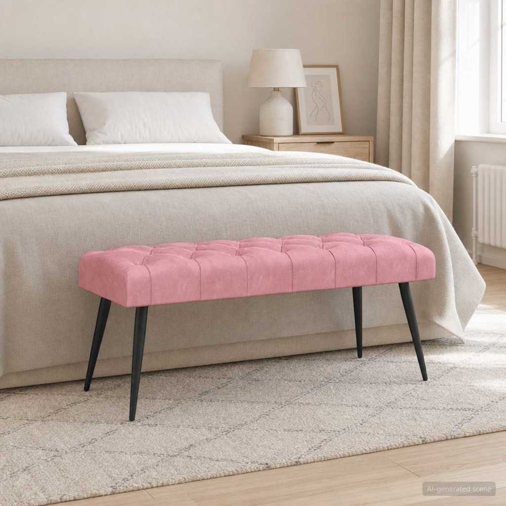 vidaXL Πάγκος με κουμπωτές επιφάνειες Ροζ 110 x 40 x 46 cm Βελούδο