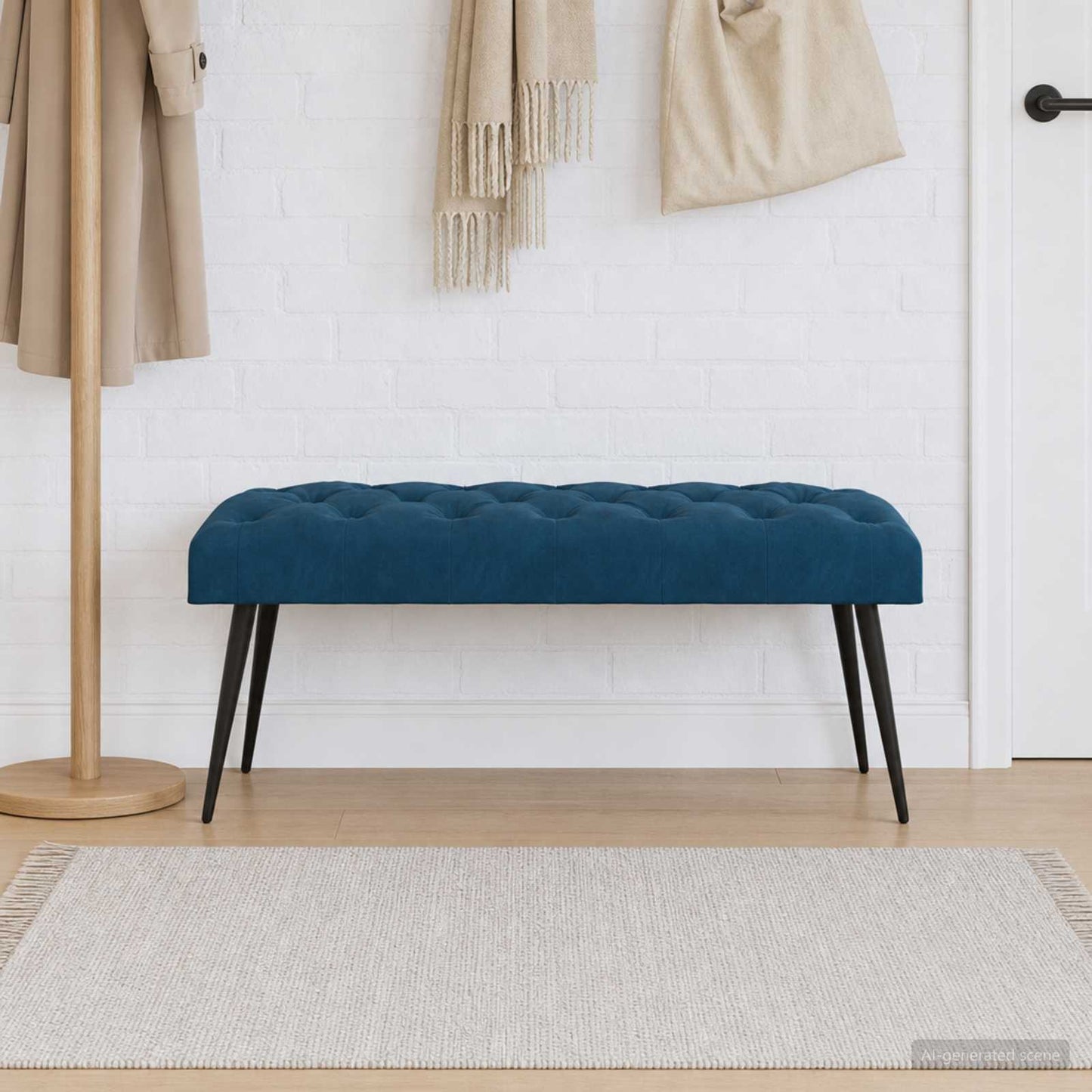 vidaXL Πάγκος με κουμπωτές επιφάνειες Μπλε 110 x 40 x 46 cm Βελούδο