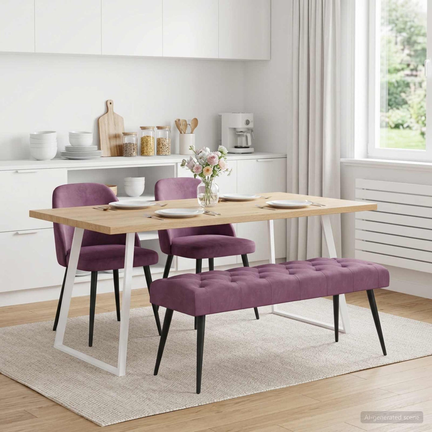 vidaXL Πάγκος με κουμπωτές επιφάνειες Μοβ 110 x 40 x 46 cm Βελούδο