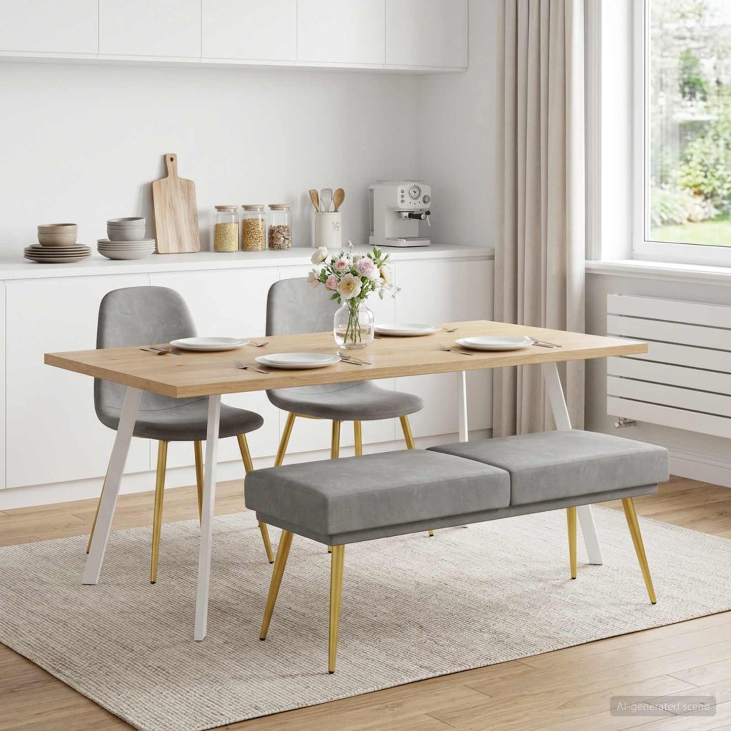 vidaXL Διπλή Επίστρωση Πάγκος Ανοιχτό γκρι 120 x 45 x 46 εκ Βελούδο