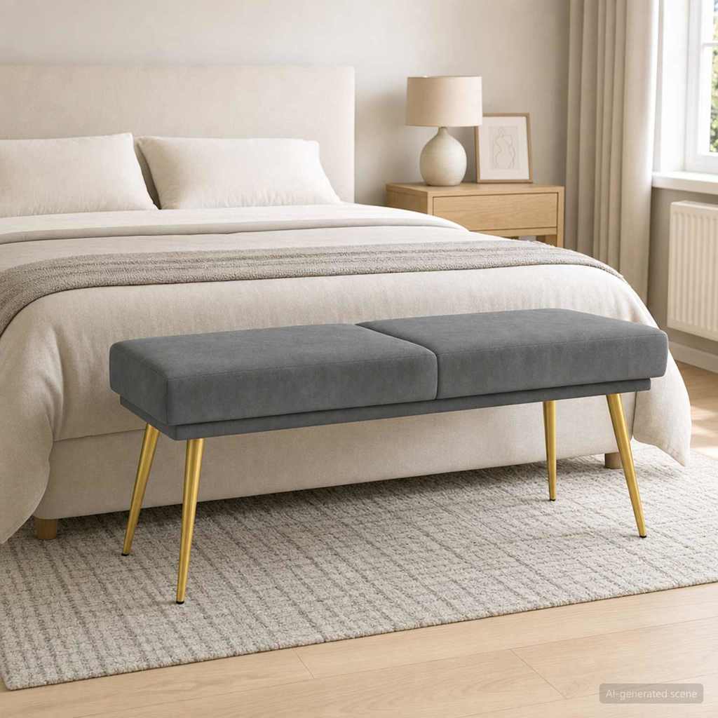 vidaXL Διπλή Επίστρωση Πάγκος Σκούρο Γκρι 120 x 45 x 46 εκ Βελούδο