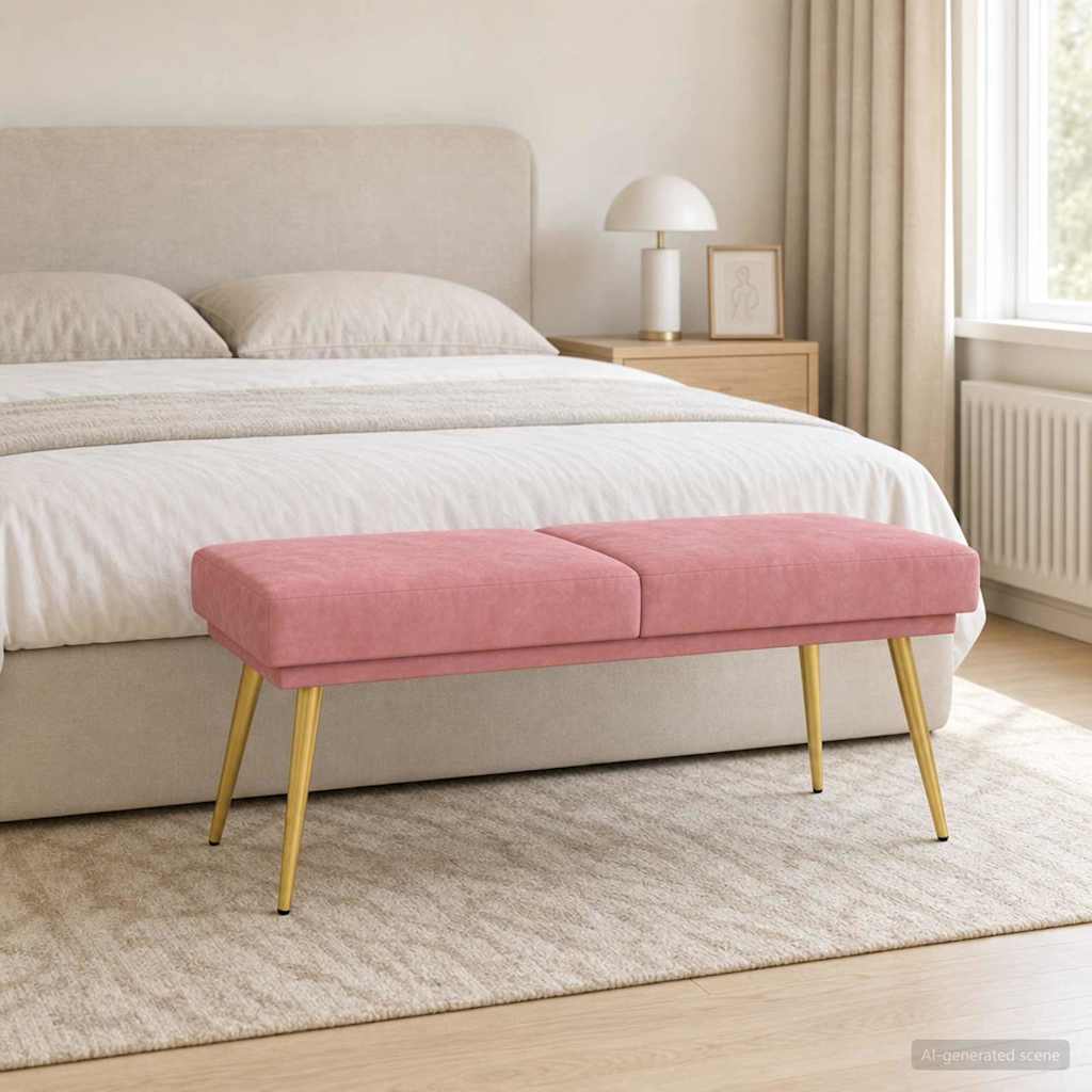 vidaXL Διπλή Επίστρωση Πάγκος Ροζ 120 x 45 x 46 εκ Βελούδο