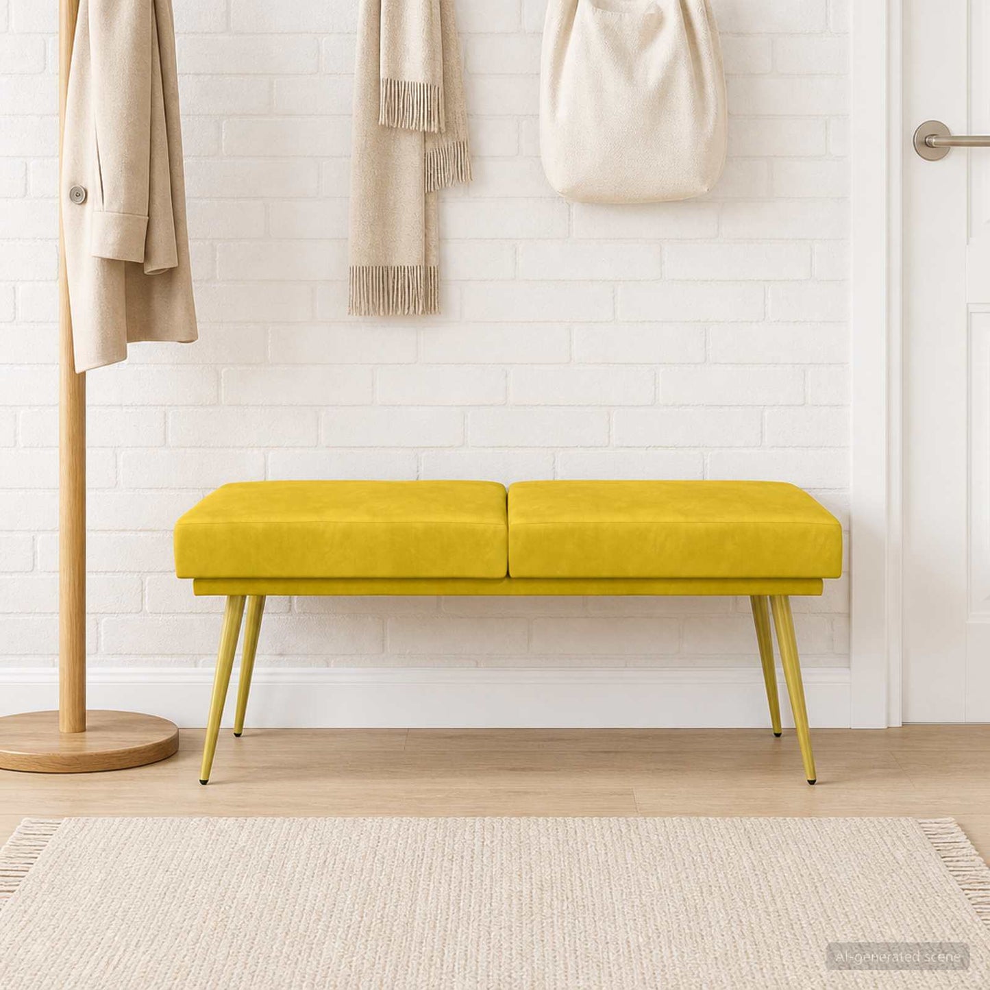 vidaXL Διπλή Επίστρωση Πάγκος Κίτρινο 120 x 45 x 46 εκ Βελούδο