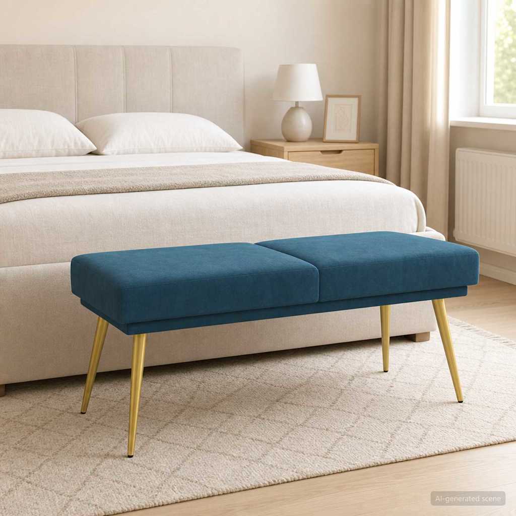 vidaXL Διπλή Επίστρωση Πάγκος Μπλε 120 x 45 x 46 εκ Βελούδο