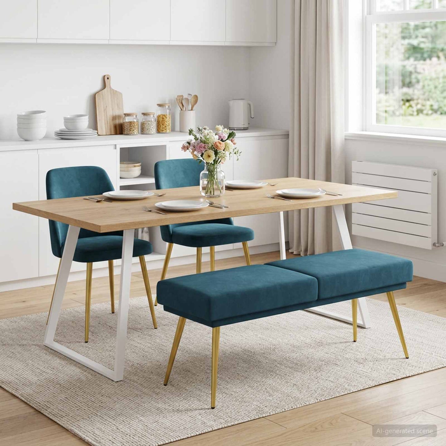 vidaXL Διπλή Επίστρωση Πάγκος Μπλε 120 x 45 x 46 εκ Βελούδο