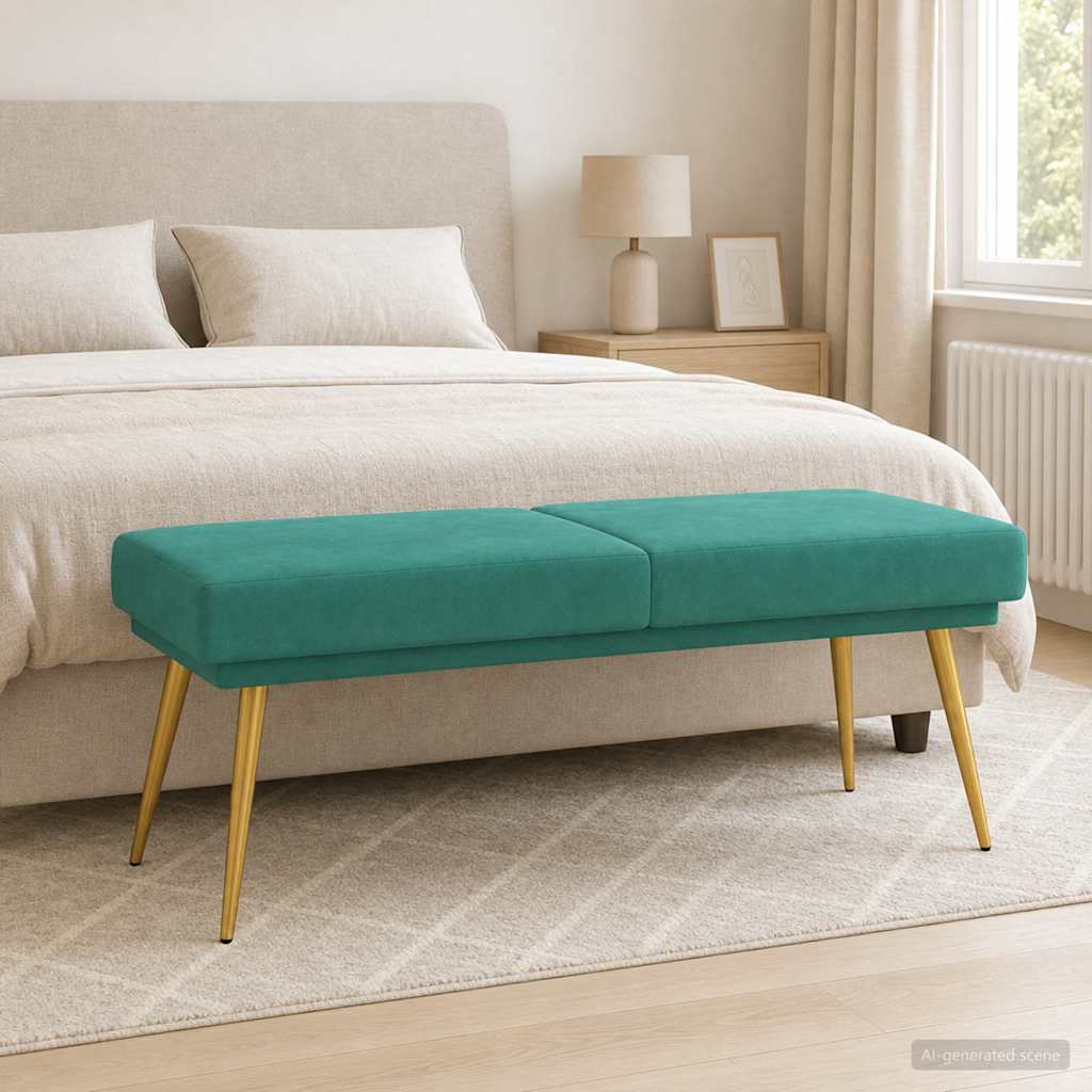 vidaXL Διπλή Επίστρωση Πάγκος Τιρκουάζ 120 x 45 x 46 εκ Βελούδο