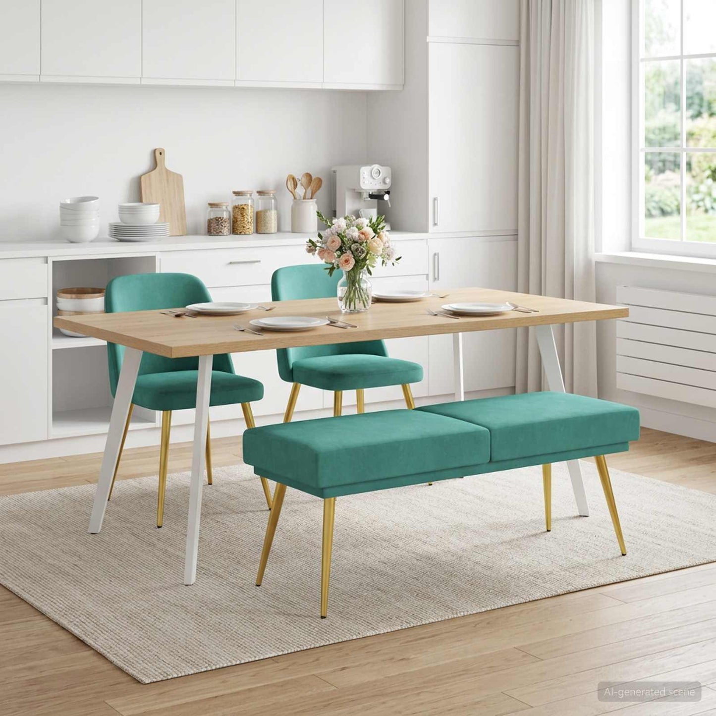 vidaXL Διπλή Επίστρωση Πάγκος Τιρκουάζ 120 x 45 x 46 εκ Βελούδο
